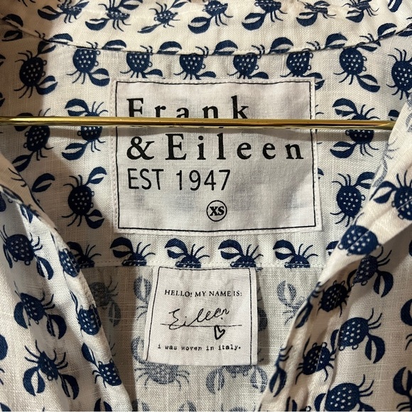 Frank & Eileen | Linen Crab Print Eileen Relaxed Button-Up Shirt Size XS - Picture 3 of 13